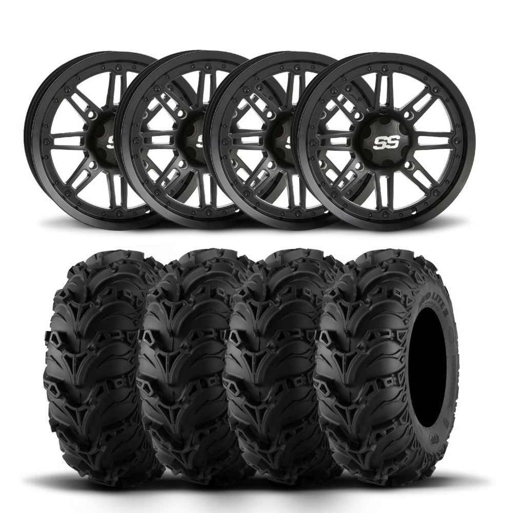 ITP SS216 12" Matte Black Wheels And Mud Lite II Tires [23x8-12]