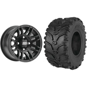 Set of 2 Mounted Wheel and Tire Kit Wheel: 12x7 5+2 4/110 Tire: 25x8-12 6 Ply