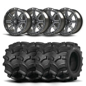 Set of Four Bullite Lancer Wheels 14" Black And Kenda K538 Executioner Tires [28x11-14]
