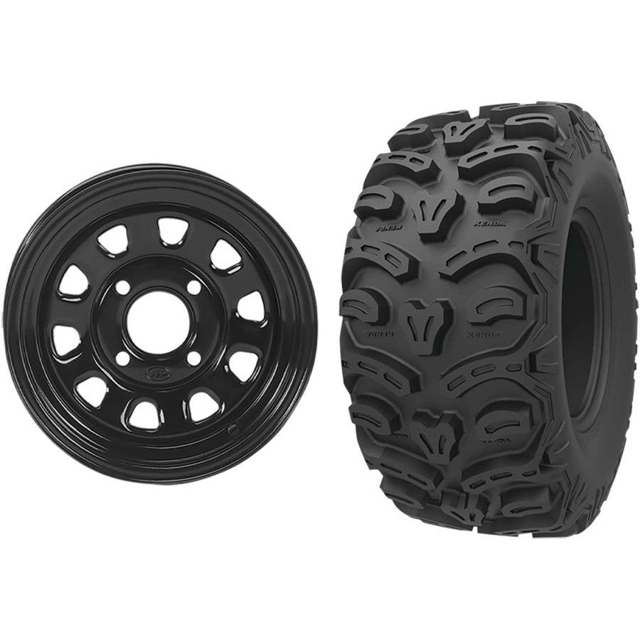 Set of 2 Mounted Wheel and Tire Kit Wheel: 12x7 4+3 4/156 Tire: 25x8-12 8 Ply