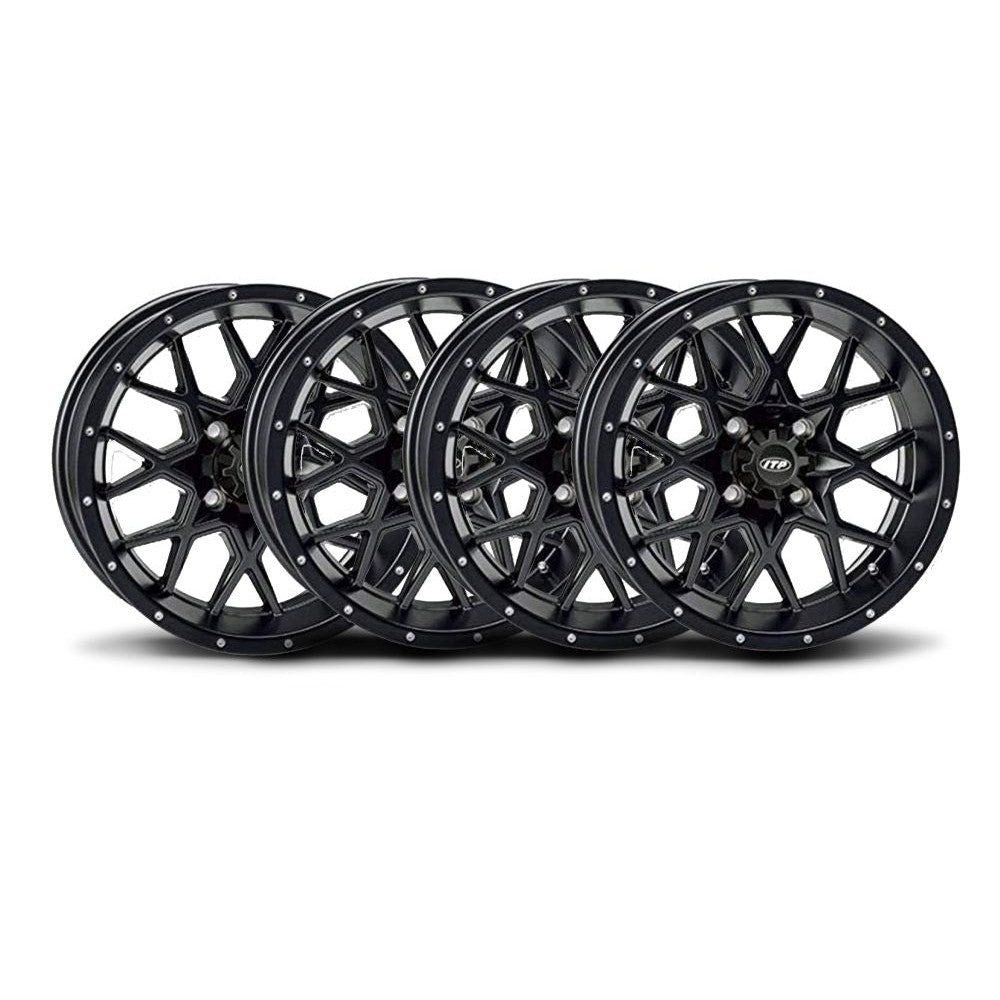 ITP Set of Four SS212 Alloy Wheels Matte Black 14x8 4/137 5+3