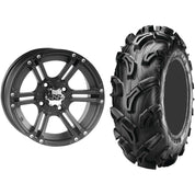 Set of 2 Mounted Wheel and Tire Kit Wheel: 12x7 5+2 4/110 Tire: 26x9-12 6 Ply