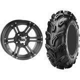 Set of 2 Mounted Wheel and Tire Kit Wheel: 12x7 5+2 4/110 Tire: 26x9-12 6 Ply