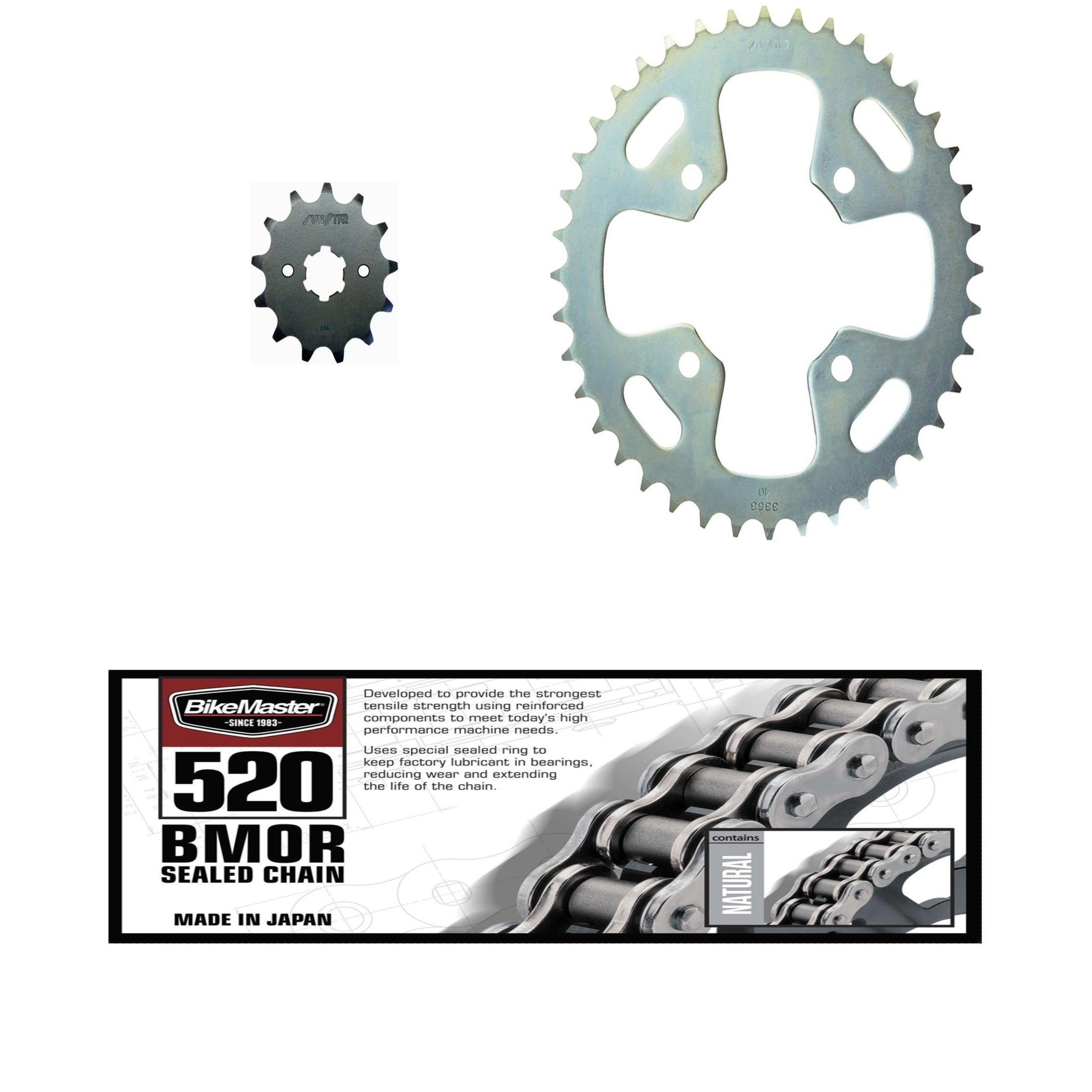 520 BMOR Sealed Chain, Front & Rear Steel Sprocket Kit for HONDA ATC350X 1985