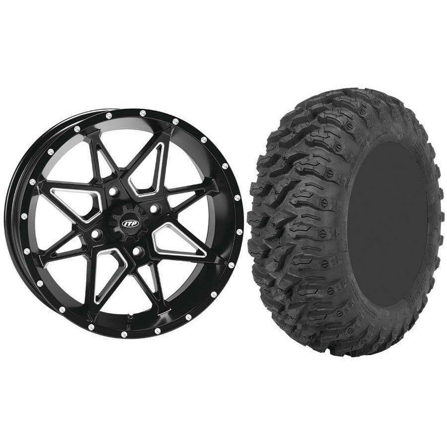 Set of 2 Mounted Wheel and Tire Kit Wheel: 14x7 4+3 4/156 Tire: 27x11-14 8 Ply