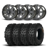 Set of Four Bullite Lancer Wheels 14" Black And Kenda K587 Bearclaw HTR Tires [27x9.5R-14]