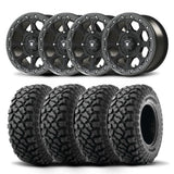 Juego de cuatro rines Bullite Ruler de 14" grises y neumáticos Kenda K3204R Klever XT [28x10R-14]