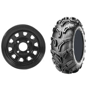 Set of 2 Mounted Wheel and Tire Kit Wheel: 12x7 2+5 4/110 Tire: 26x11-12 6 Ply