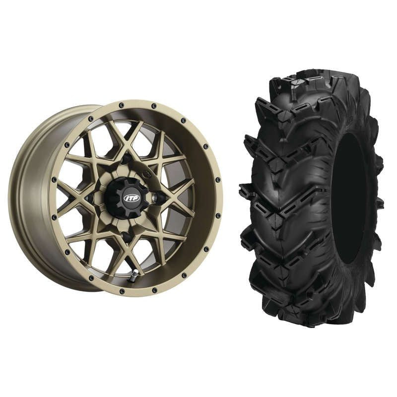 Set of 2 Mounted Wheel and Tire Kit Wheel: 14x7 5+2 4/110 Tire: 28x10-14 6 Ply