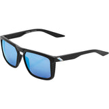 100% Renshaw Sunglasses Matte Black with HiPer Blue Mirror Lens - 61038-019-75