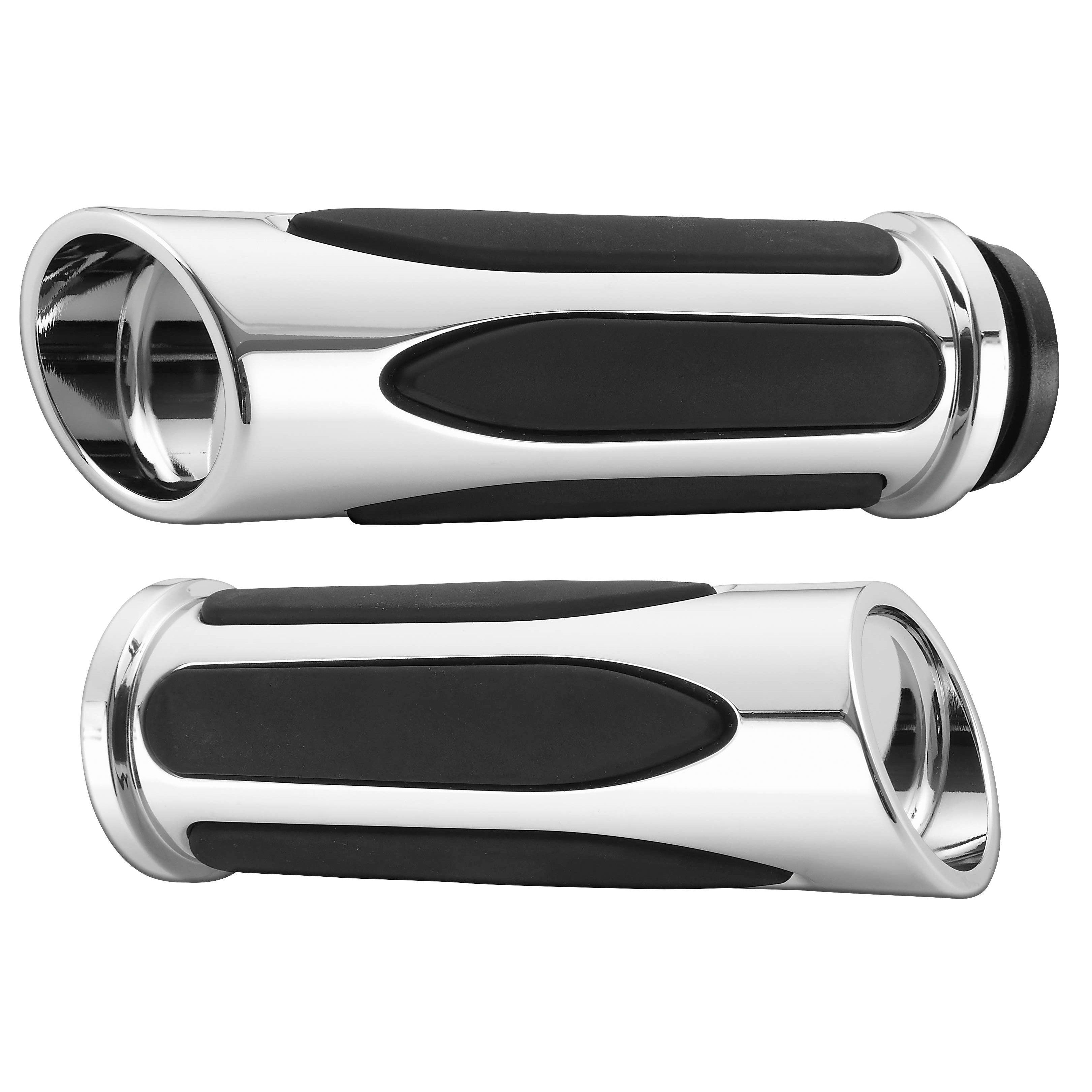 Arlen Ness Chrome Deep Cut Comfort Hand Grips for Harley Cable FXD ST FLH XL