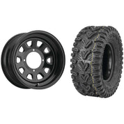 Set of 2 Mounted Wheel and Tire Kit Wheel: 12x7 2+5 4/110 Tire: 25x10-12 6 Ply