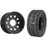 Set of 2 Mounted Wheel and Tire Kit Wheel: 12x7 2+5 4/110 Tire: 25x10-12 6 Ply