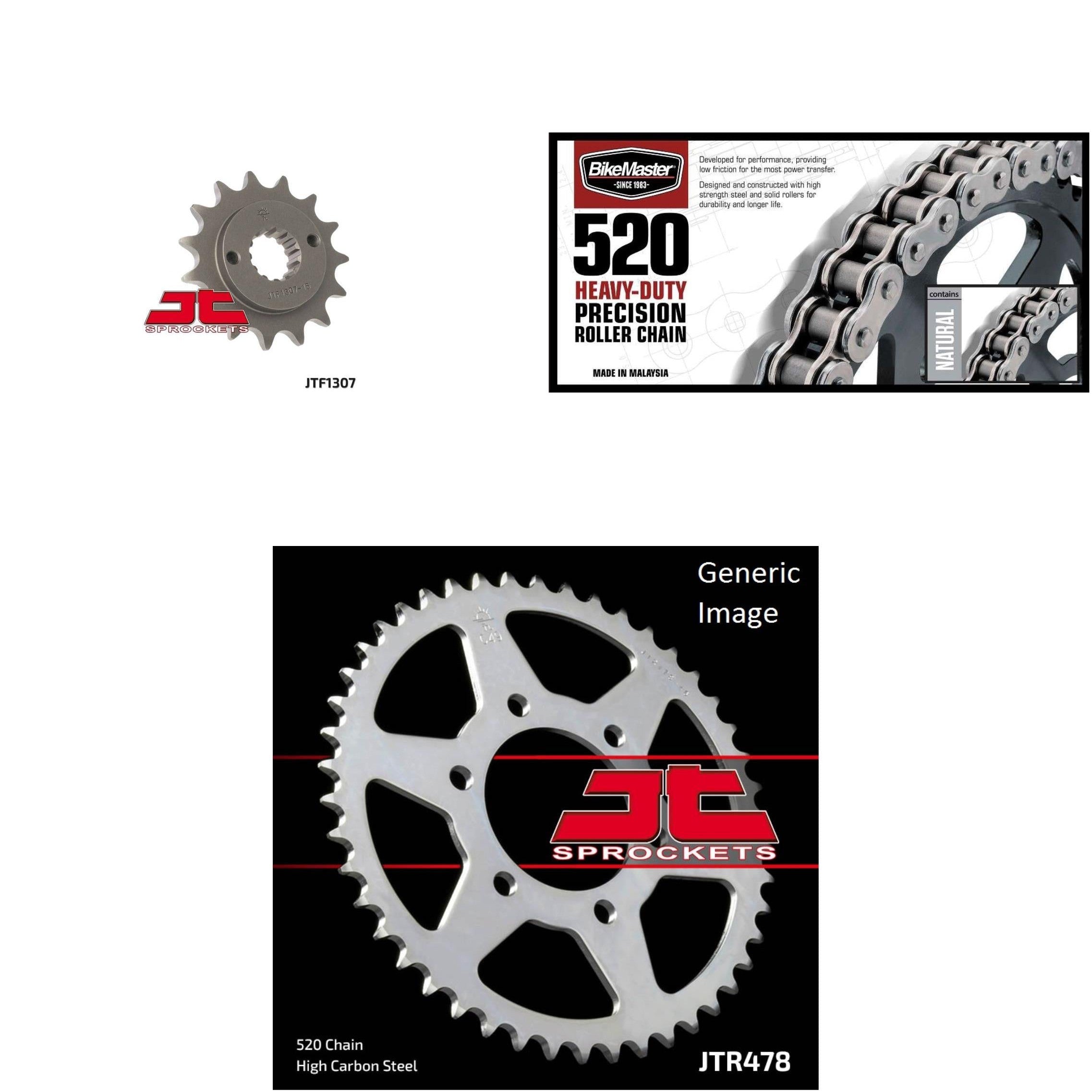 520H Chain Nat,Front & Rear Sprocket Kit KAWASAKI ZX600 Ninja ZX-6RR 2005-2006