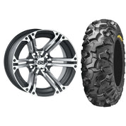 Set of 2 Mounted Wheel and Tire Kit Wheel: 14x6 4+2 4/137 12mm Tire: 28x9-14 8 Ply