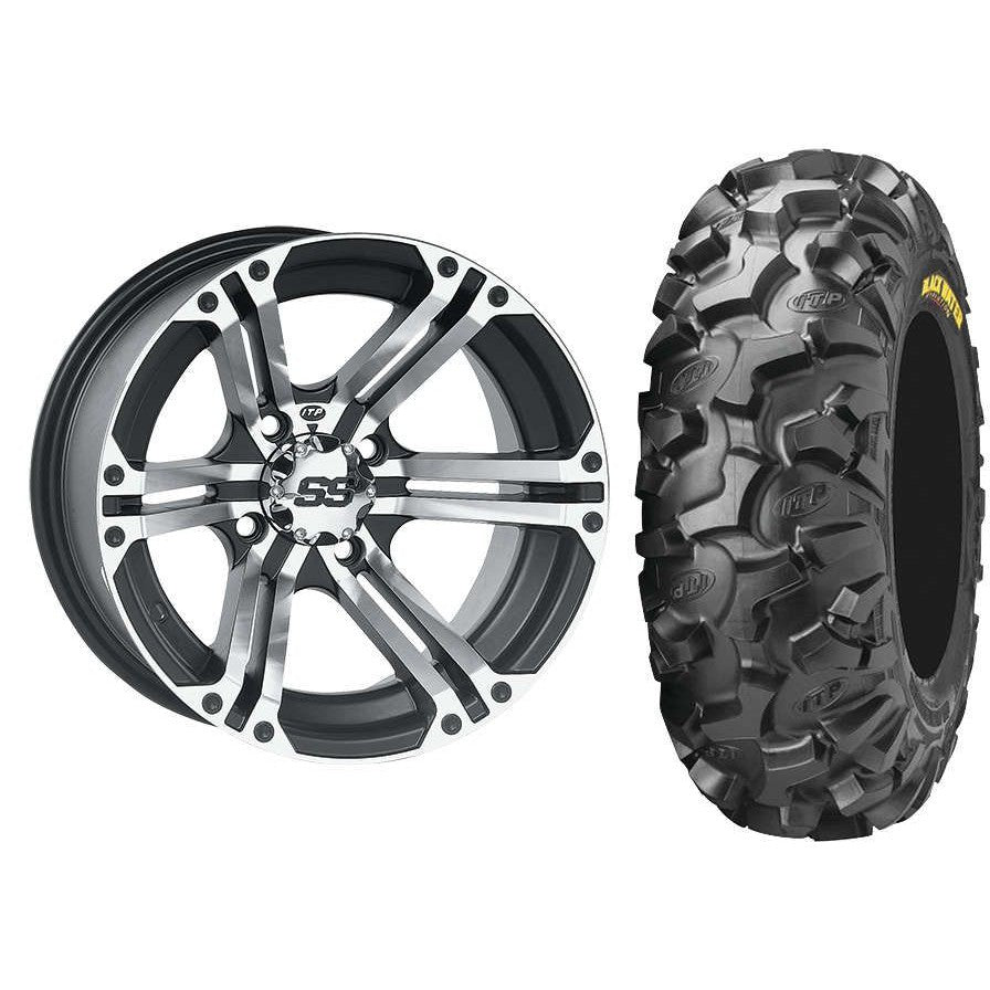 Set of 2 Mounted Wheel and Tire Kit Wheel: 14x6 4+2 4/137 12mm Tire: 28x9-14 8 Ply
