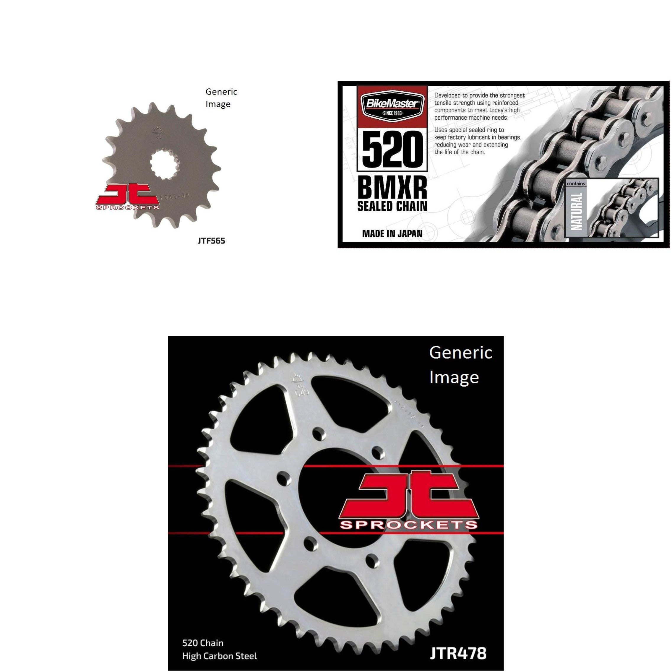 520 BMXR Chain Nat,Front & Rear Sprocket Kit KAW EX650A Ninja 650R 2006-2016