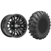 Set of 2 Mounted Wheel and Tire Kit Wheel: 14x7 4+3 4/156 Tire: 27x9-14 8 Ply