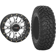 Set of 2 Mounted Wheel and Tire Kit Wheel: 14x7 5+2 4/110 Tire: 28x10-14 8 Ply