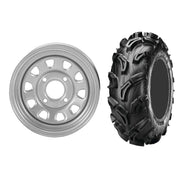 Set of 2 Mounted Wheel and Tire Kit Wheel: 12x7 5+2 4/110 Tire: 25x8-12 6 Ply