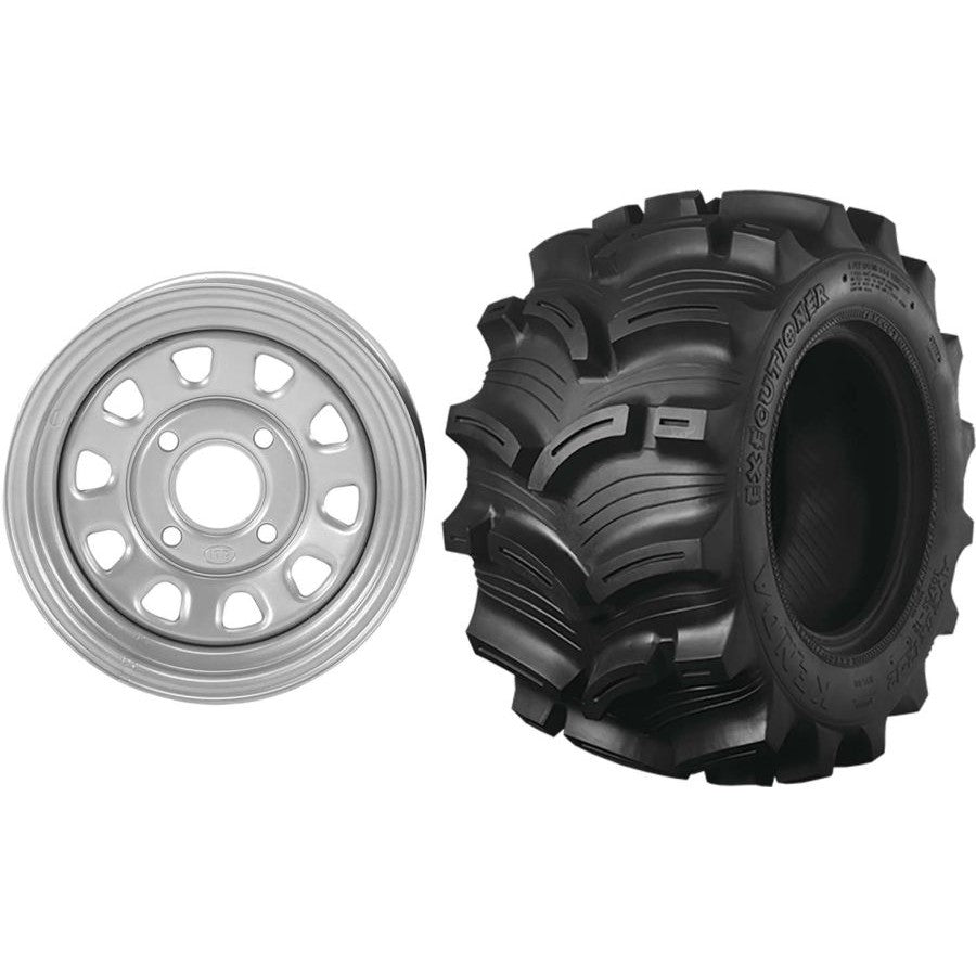 Set of 2 Mounted Wheel and Tire Kit Wheel: 12x7 5+2 4/110 Tire: 26x10-12 6 Ply