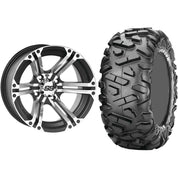 Set of 2 Mounted Wheel and Tire Kit Wheel: 12x7 5+2 4/110 Tire: 25x10-12 6 Ply