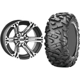 Set of 2 Mounted Wheel and Tire Kit Wheel: 12x7 5+2 4/110 Tire: 25x10-12 6 Ply
