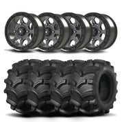 Set of Four Bullite Ruler Wheels 14" Gray And Kenda K538 Executioner Tires [28x11-14]