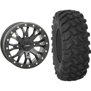 Set of 2 Mounted Wheel and Tire Kit Wheel: 14x7 4+3 4/156 Tire: 28x10-14 8 Ply