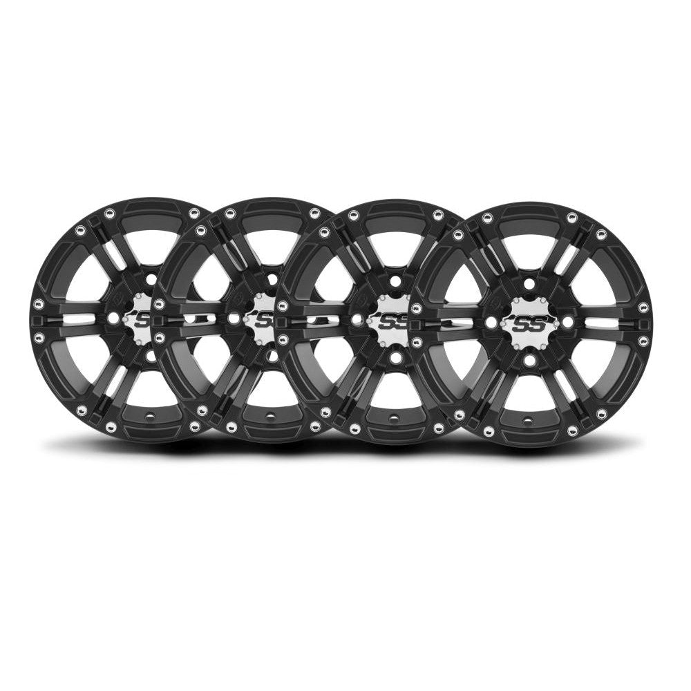 ITP Set of Four SS212 Alloy Wheels Matte Black 12x7 4/156 4+3