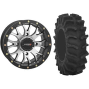 Set of 2 Mounted Wheel and Tire Kit Wheel: 14x7 5+2 4/137 Tire: 28x9.5-14 8 Ply