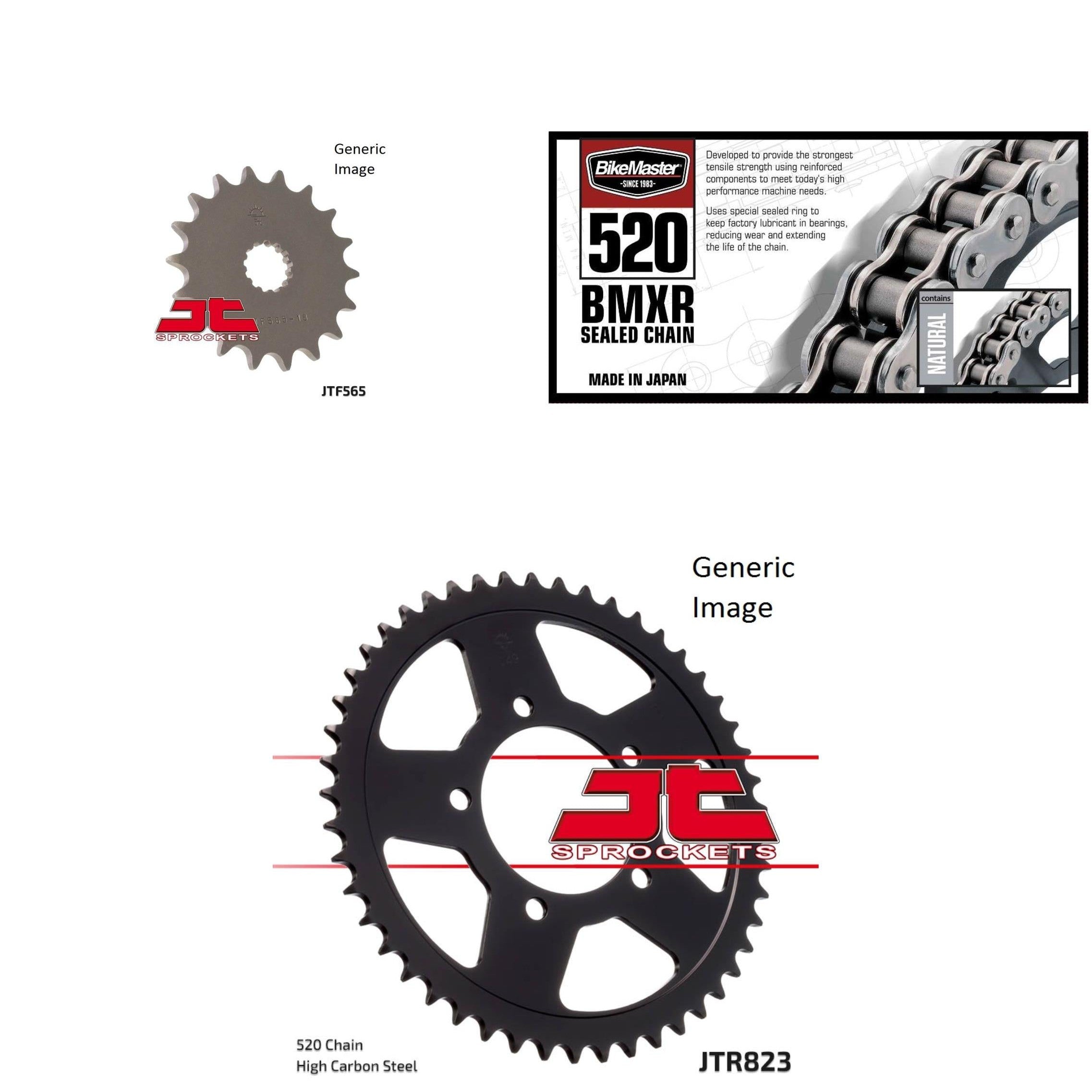 520 BMXR Chain Natural,Front & Rear Sprocket Kit SFV650 Gladius 2009-2014 For Su