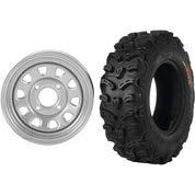 Set of 2 Mounted Wheel and Tire Kit Wheel: 12x7 4+3 4/156 Tire: 25x8-12 8 Ply