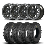 Set of Four Bullite Rider Wheels 14" Gray And Kenda K592 Bearclaw EVO Tires [28x11-14]