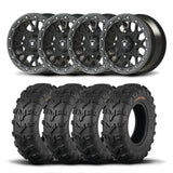 Juego de cuatro ruedas Bullite Rider de 14" grises y neumáticos Kenda K592 Bearclaw EVO [26x11-14]