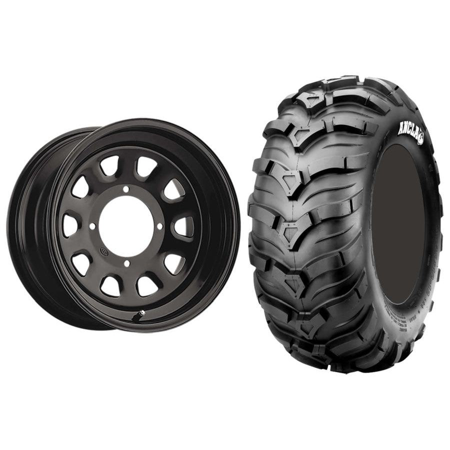 Set of 2 Mounted Wheel and Tire Kit Wheel: 12x7 4+3 4/137 Tire: 25x10-12 6 Ply