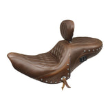 Mustang Seat With Heat and Backrest Brown For Indian Chief Roadmaster 2015-2021