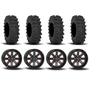 System 3 ST-4 Aluminum Gloss Black/Red 20" Wheels And XM310 Extreme Mud Tires [36x9-20]
