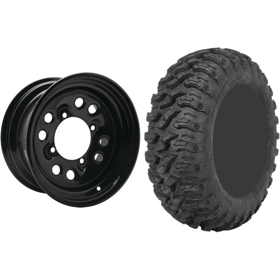 Set of 2 Mounted Wheel and Tire Kit Wheel: 14x7 4+3 4/156 Tire: 27x9-14 8 Ply