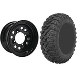 Set of 2 Mounted Wheel and Tire Kit Wheel: 14x7 4+3 4/156 Tire: 27x9-14 8 Ply
