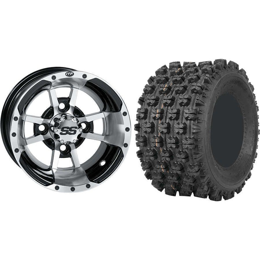Set of 2 Mounted Wheel and Tire Kit Wheel: 9x8 3+5 4/110 Tire: 20x11-9 4 Ply