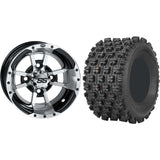 Set of 2 Mounted Wheel and Tire Kit Wheel: 9x8 3+5 4/110 Tire: 20x11-9 4 Ply