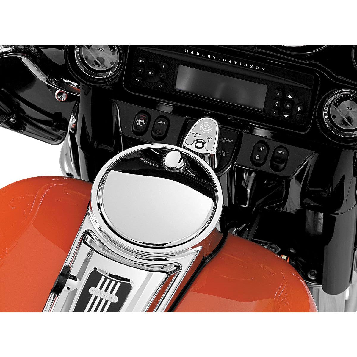 New Harley FLTRX Custom 2010-2013Push Button Fuel Door Latch Chrome by Kuryakyn