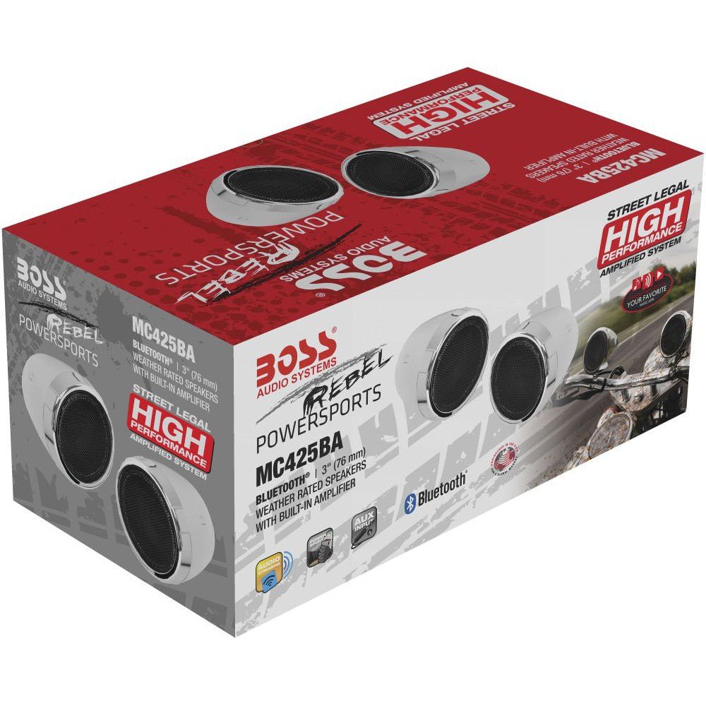 Boss Audio Systems 600-Watt Bluetooth 3" Speaker Kit Chrome, Built-in Amp
