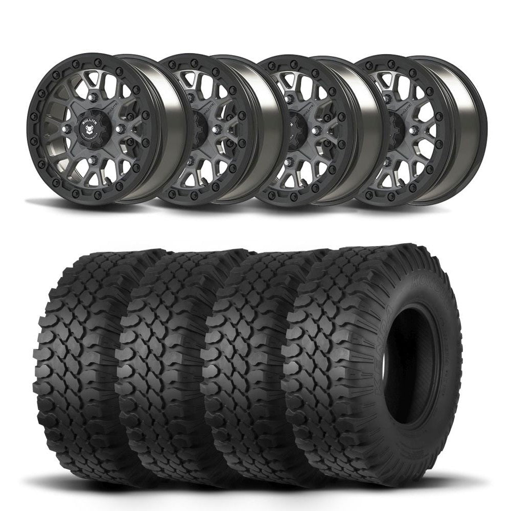Set of Four Bullite Rider Wheels 14" Gray And Kenda K576A Kongur Tires [30x10R-14]