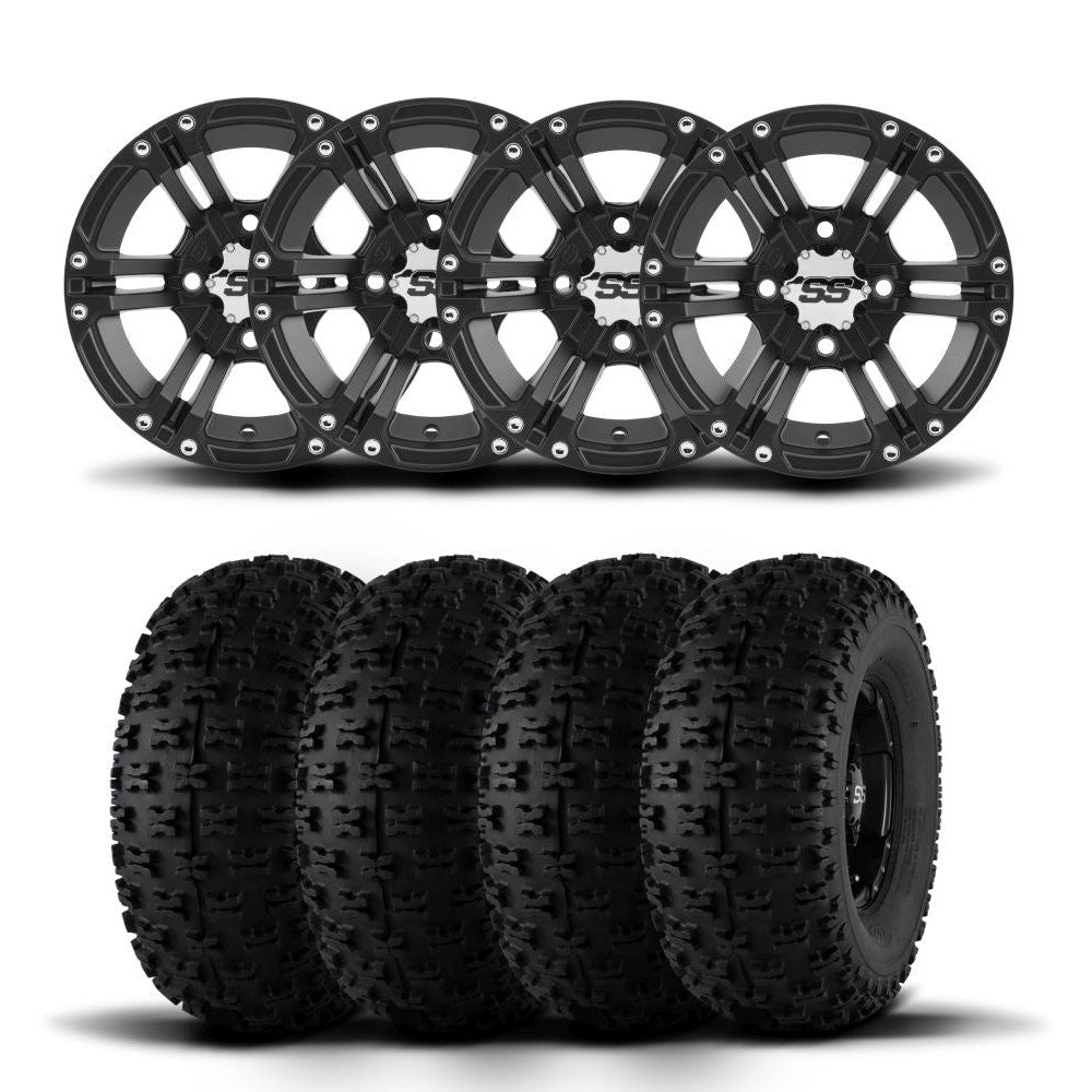 ITP SS212 12" Matte Black Wheels And Holeshot ATR Tires [25x8-12]