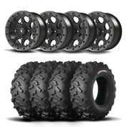 Set of Four Bullite Ruler Wheels 14" Gray And Kenda K3203 Mastodon AT Tires [32x10R-14]