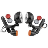 Luces de cruce Letric Lighting con soportes y direccionales, negras/cromadas, 4.5"