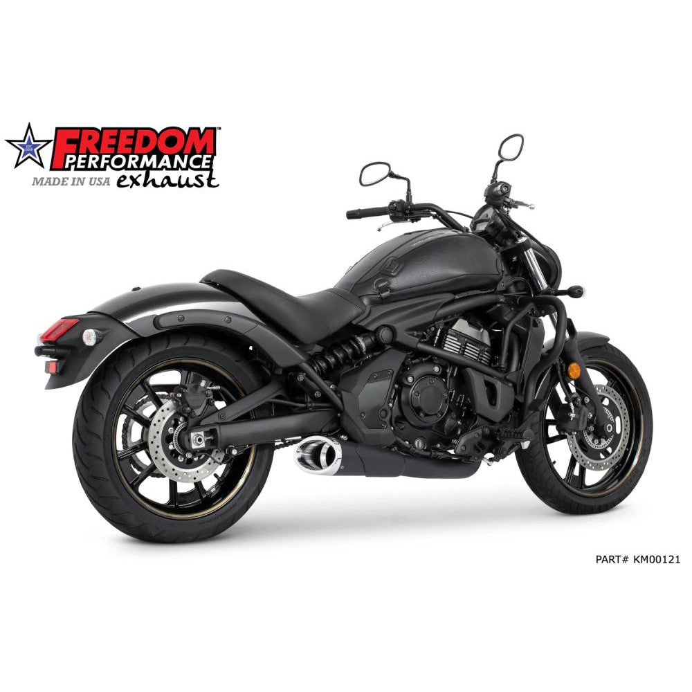 Freedom Performance Combat 2-into-1 Shorty Exhaust 4.5" Black Chrome Tip For Kawasaki Vulcan S 2015-2021