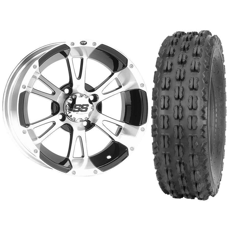 Set of 2 Mounted Wheel and Tire Kit Wheel: 10x5 3+2 4/144 Tire: 22x7-10 4 Ply